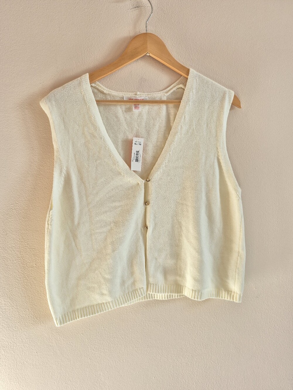 100% Cotton Knit Vest By Joe Fresh Cream Coloured XL New